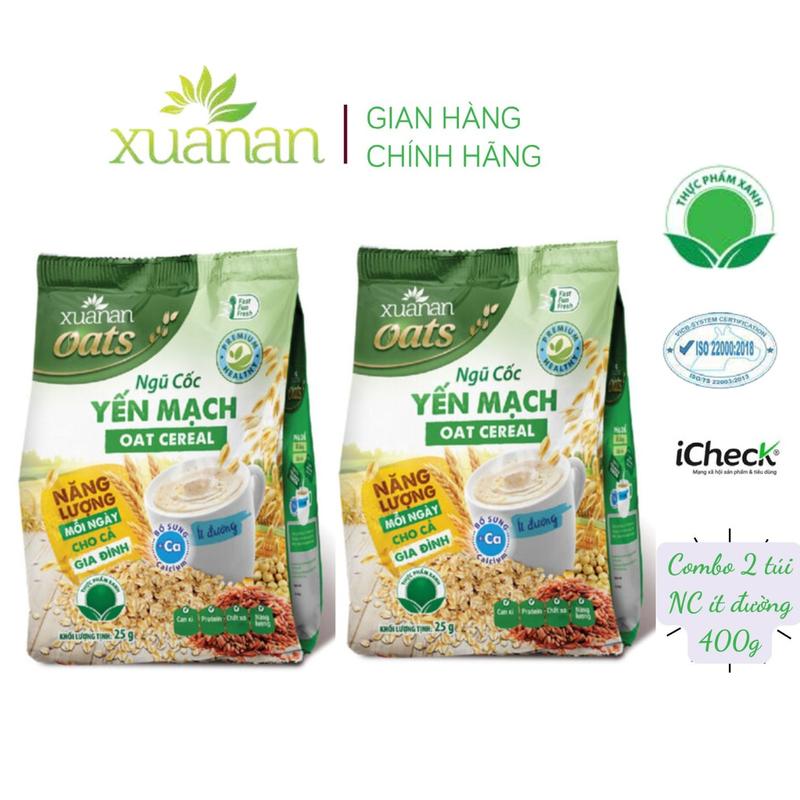 Combo 2 túi Ngũ Cốc Yến Mạch Xuân An ít đường 400G {25g*16 gói} Food