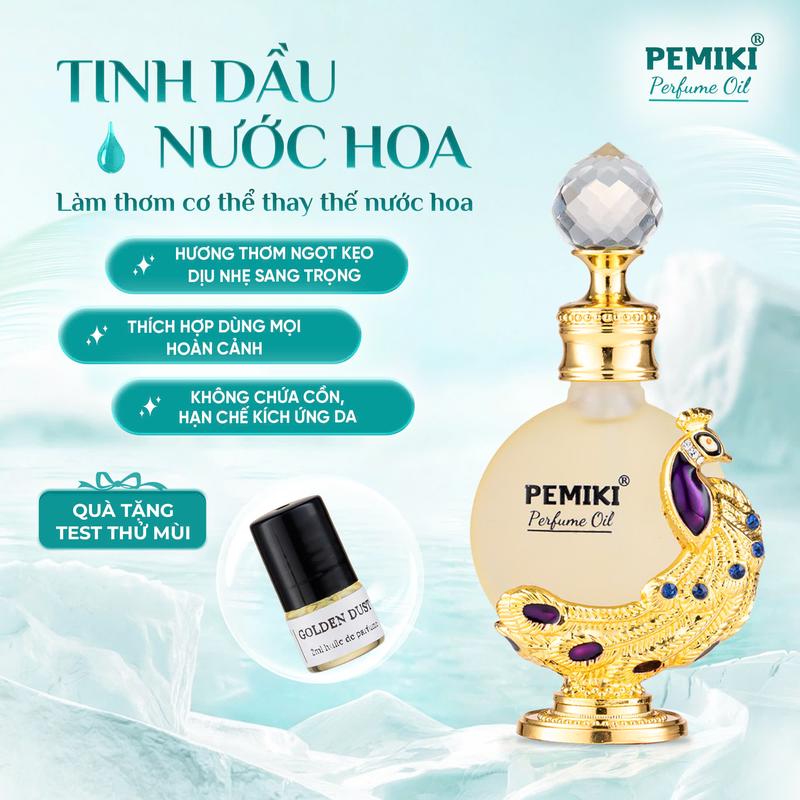 [QUÀ TẶNG TEST THỦ] Tinh Dầu Nước Hoa Nữ PEMIKI Công Vàng - Nước Hoa Nữ Chính Hãng – Nước Hoa Nam - Nước Hoa Nữ - Nước Hoa Mini Thơm Lâu - Bodymist Nước Hoa Nam Nữ - Xịt Thơm Body 10ml Ngọt Ấm Sang Trọng