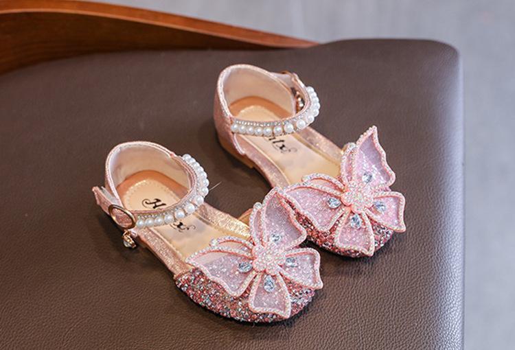 Product Introduction of 2025 Spring and Summer New Korean Style Rhinestone Soft-Soled Girls Sandals Princess Shoes Children's Shoes Girls Dance Shoes 17