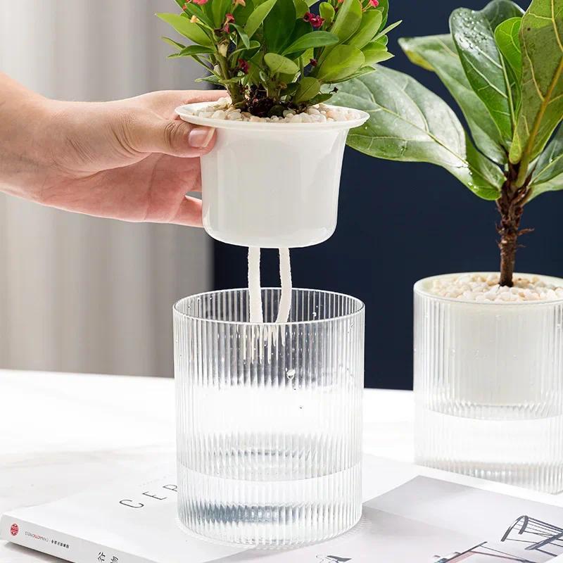 Product Introduction of High-auality Plant Self-watering Pot with Water Container Home Decoration Round Decorative FlowerPot and Planter for Garden 7