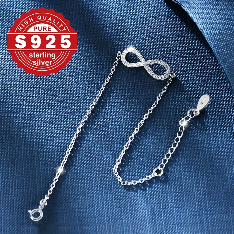 One Women's Infinity Foot Chain, s925 Pure Silvery, Low Allergy, Mobius Symbol, Fashion, Suitable for Summer Wear, Refreshing and Exquisite, Suitable as Gifts, Gift for Wife and Daughter 4