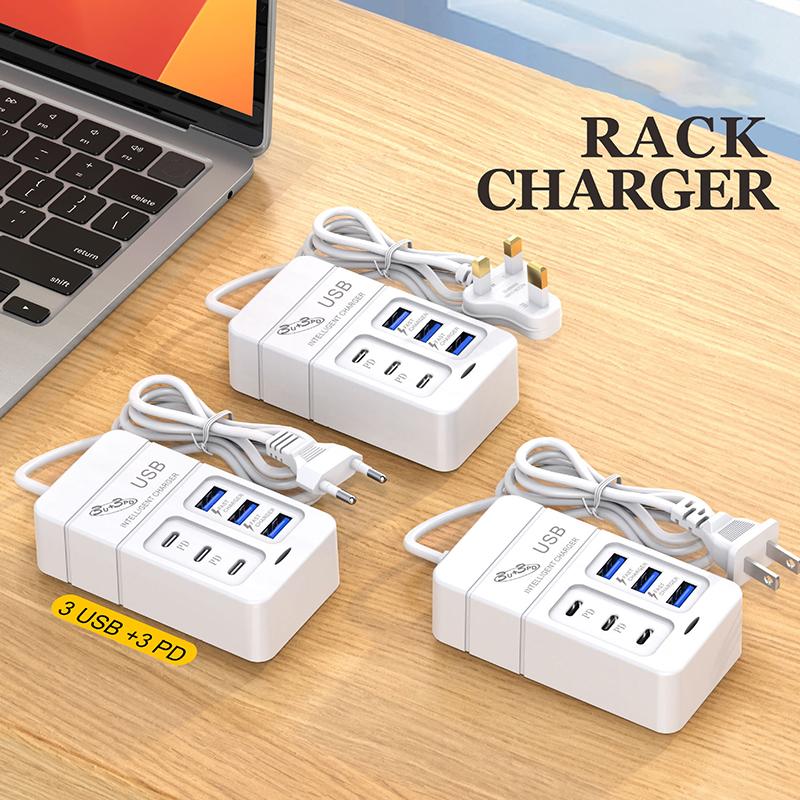 Củ sạc nhanh 6 cổng 35W PD Type C đa năng cho iPhone Samsung Android sạc nhiều thiết bị cùng lúc tiện lợi giao nhanh toàn quốc dễ sử dụng hot TikTok bán chạy