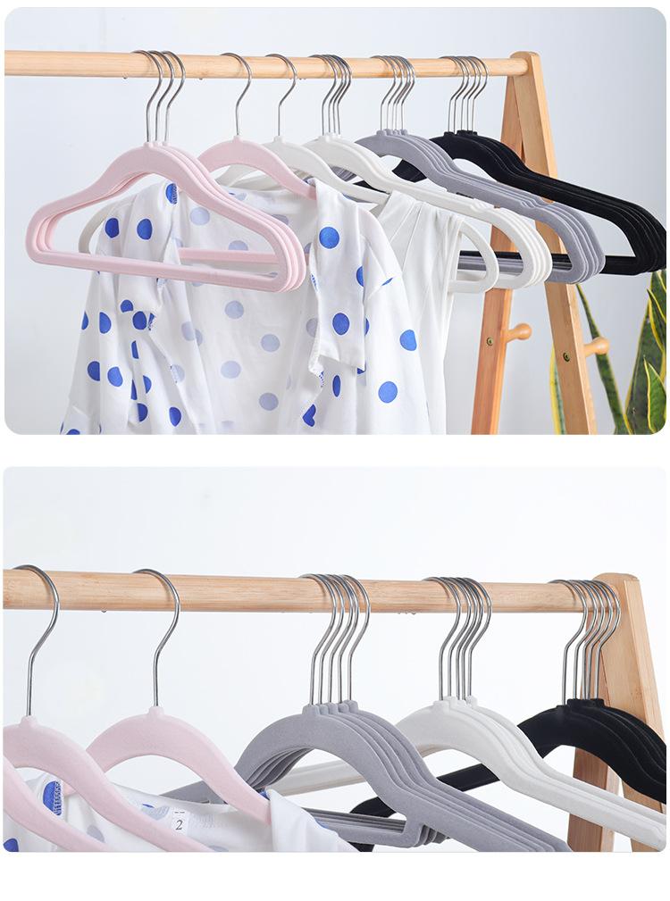 Product Introduction of Multi-Color Style Flocking Clothes Hanger Adult and Children Metal Hook Suede Storage Clothes Hanger... Organiser Hanging 15
