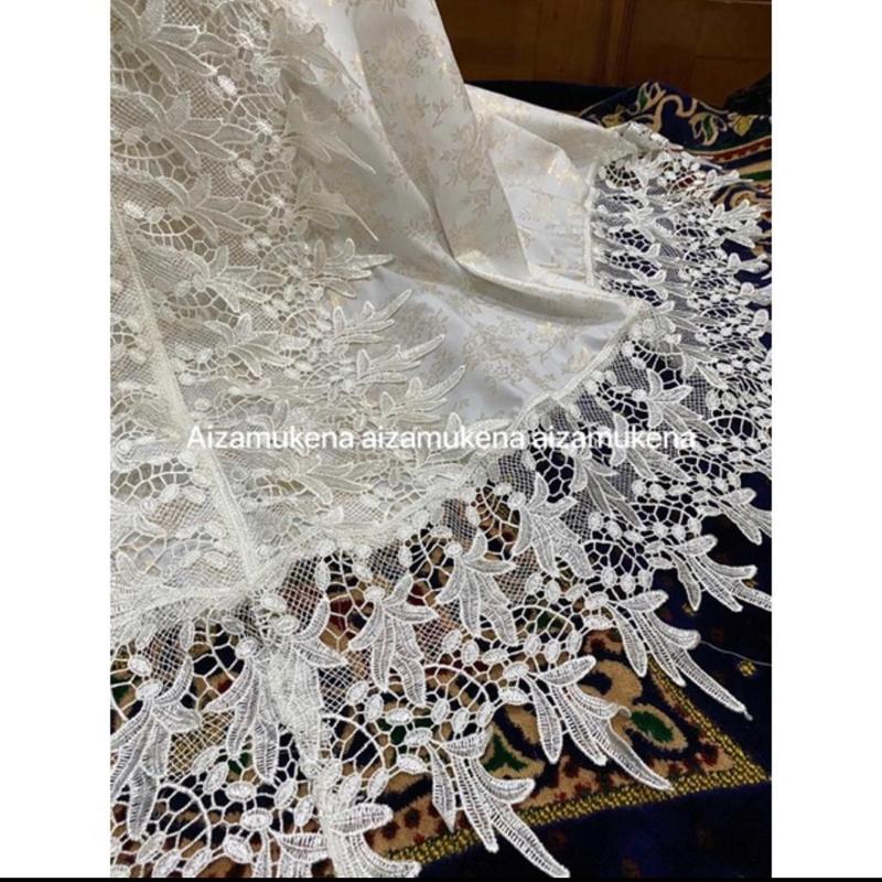 [FREE TASBIH] Mukena katun foil renda daun putih full kd[COD] 1