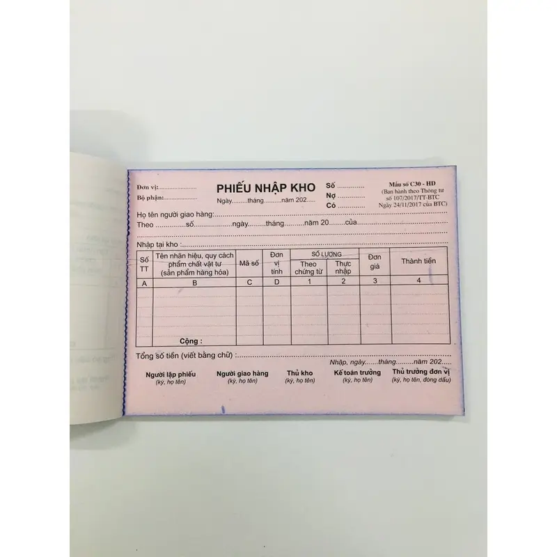 Phiếu nhập kho/ xuất kho 2 liên A5 - loại đẹp 2
