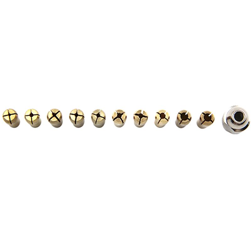 Product Introduction of สว่านทองเหลืองขนาดเล็ก 11 ชิ้น/ล็อต หัวจับ Collet สำหรับเครื่องมือโรตารี่ 0.5-3 2 มม. ทองเหลืองและน็อตสำหรับชุดอุปกรณ์เสริม Dremel 24