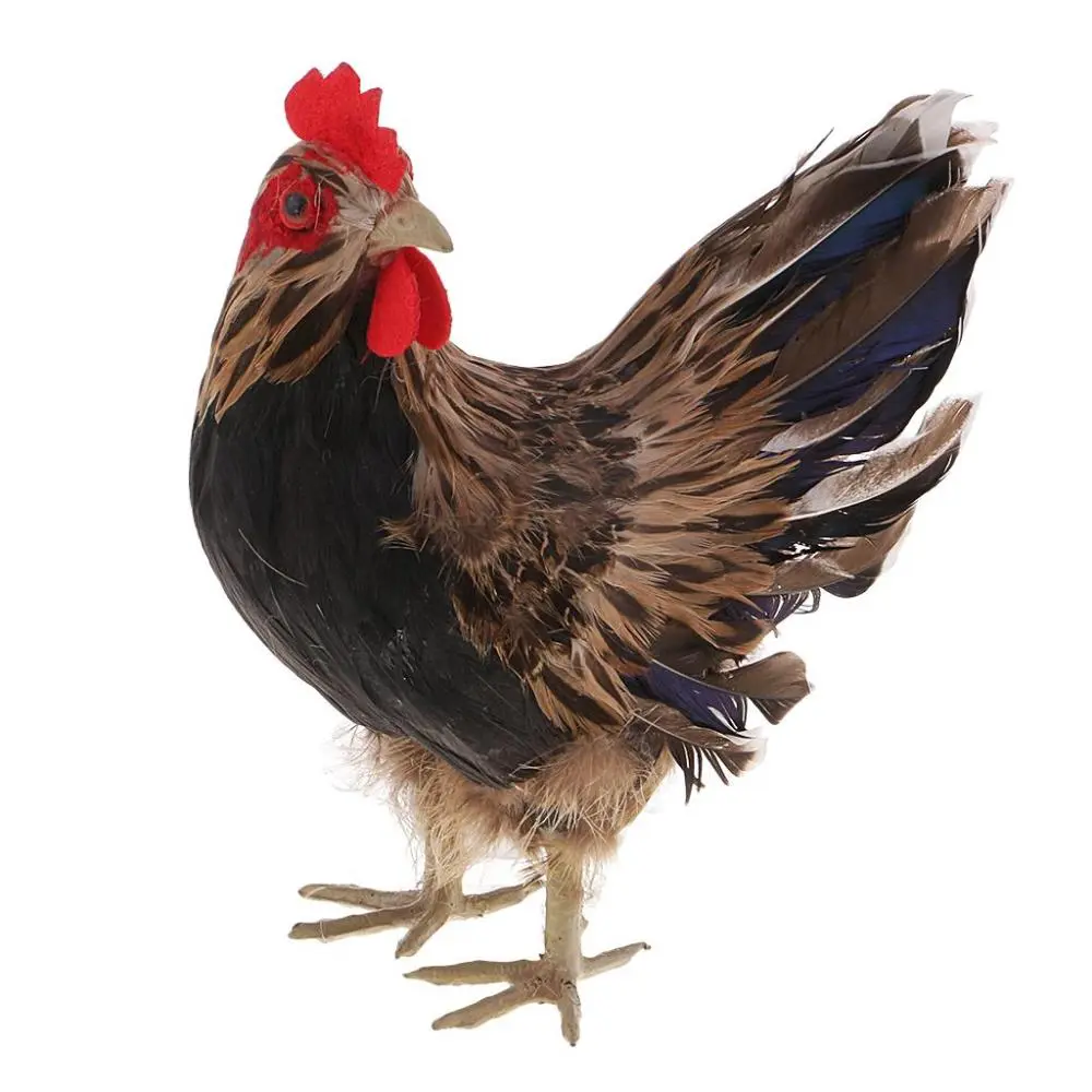 Vivid Standing Hen Simulated Model, PVC+Feather, home and