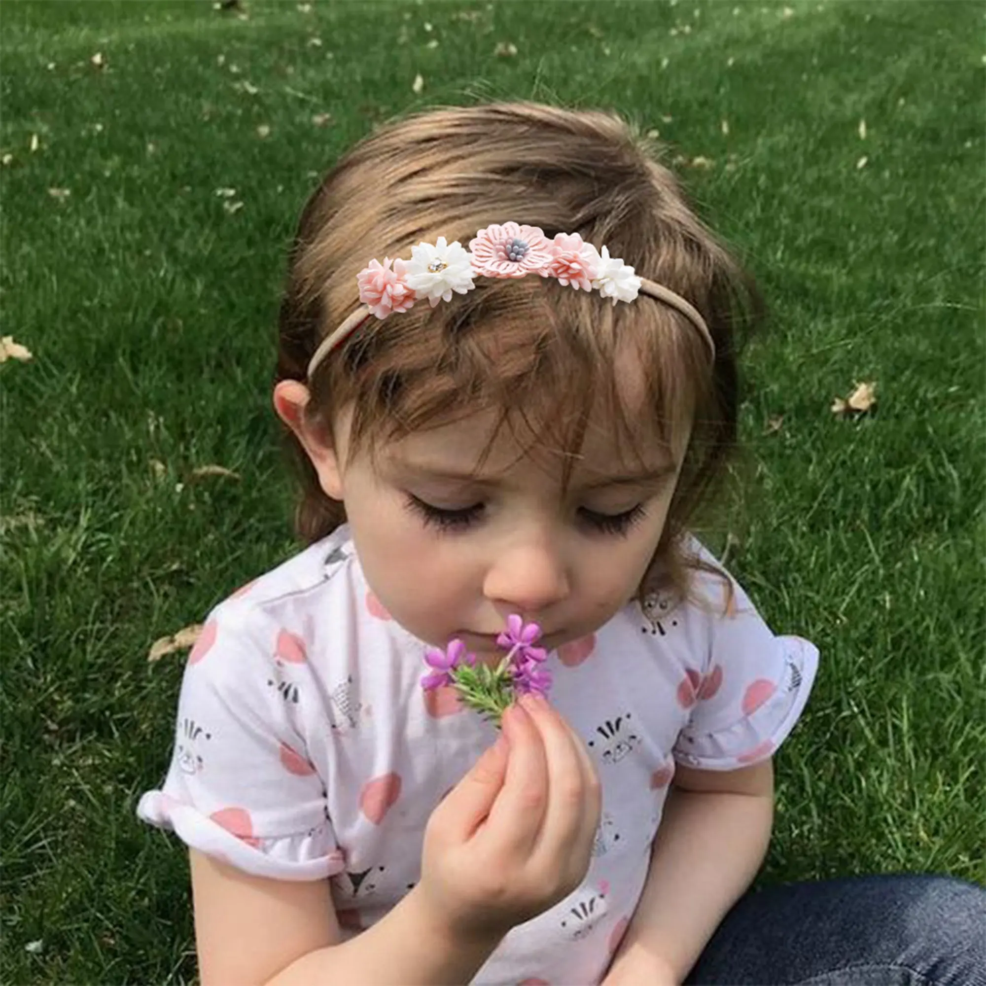 Baby Headbands, Soft Elastic Flower Head Wraps Photo Props Hair Accessories for Infant