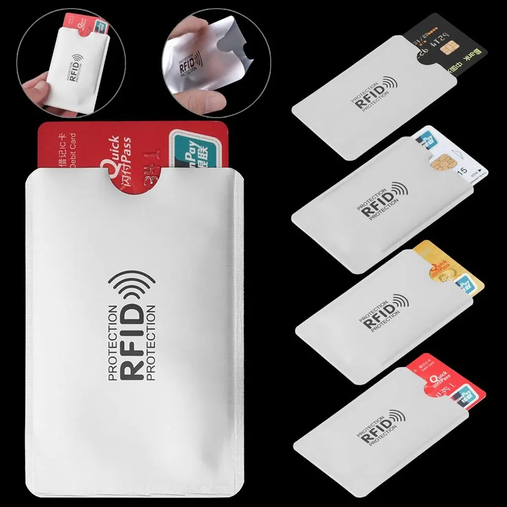 5pcs Smart Aluminium RFID Card Holder Safety Reader Lock Credit Card Sleeves Anti-theft Protect Case Cover