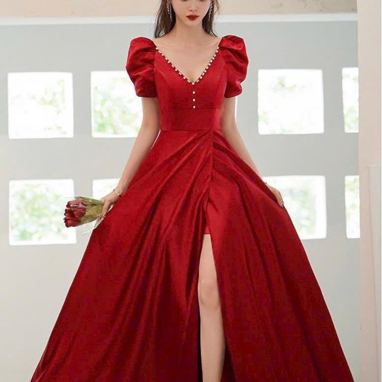 Đầm váy noel Đầm giáng sinh Đầm đám cưới dự tiệc phối hạt trai size M,L,XL