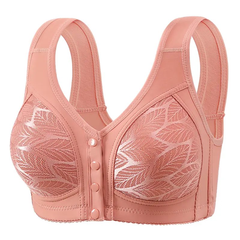 Front button Plus size Comfortable Back 36-46 Comfortable Breathable push-up anti-sag fixed cup bra