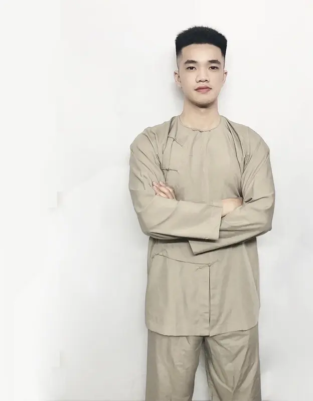SET ĐỒ LAM ĐI CHÙA # MẪU VẠT HÒ NÚT THẮT - VẢI KATE MỀM Áo Menswear Sơ Mi Jacket 1