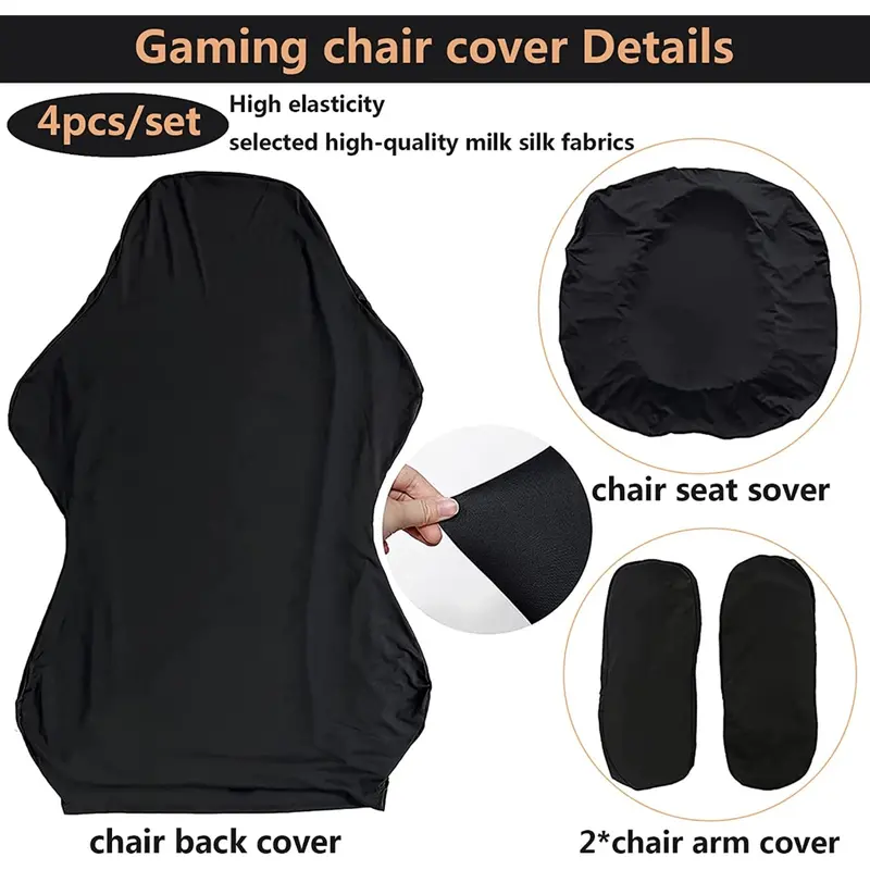 YUANH-Bọc Ghế Văn Phòng Bằng Vải Spandex, Bọc Ghế Chơi Game, Bảo Vệ Ghế Bành Co Giãn 2