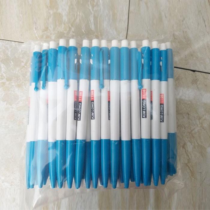 Combo 50 bút bi mực xanh Kim Long TT-08 - Bút bi dạng bấm ngòi 0.8mm đồdùn g học tập