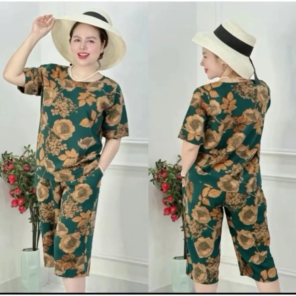 Bộ trung liên quần lửng áo cộc -chất vải lụa Hàn mềm mịn mát