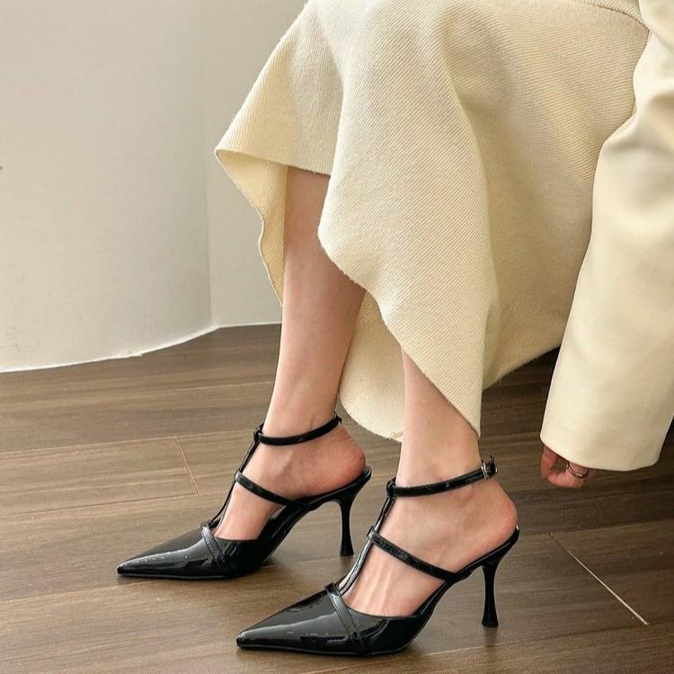 Dép Cao Gót, Gót Nhọn Mũi Nhọn, Thiết Kế khoét lỗ Thanh Lịch, Đặc Biệt, Giá Cả Phải Chăng, Dòng Sang Trọng, Giày Thời Trang Nữ, Trang Phục Mùa Hè 2024 5