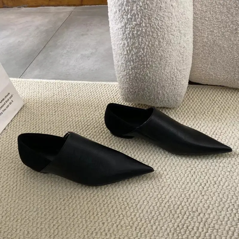 Giày Bệt Nữ, Mũi Nhọn, Giày Lười, Nông, Màu Be Và Đen, Chất Liệu PU / Da, Thời Trang, Gót Thấp, Thiết Kế Kim Loại Phẳng, Giày Cao Gót Dự Tiệc Thường Ngày Có Cỡ 35-39 Đế Cao 8