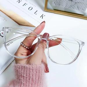 FS Round Glasses Transparent Frame Bacon Korean Korea Fashion Spec Glasses Transparent Spectacles Frame Plastic Glasses Cermin Mata Spectacle Hype Viral Female Male Black Eyewear