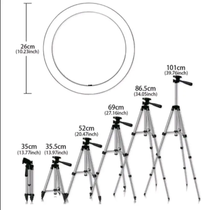 Ring Light LED 26CM + TRIPOD  3120 Selfie Silver 1
