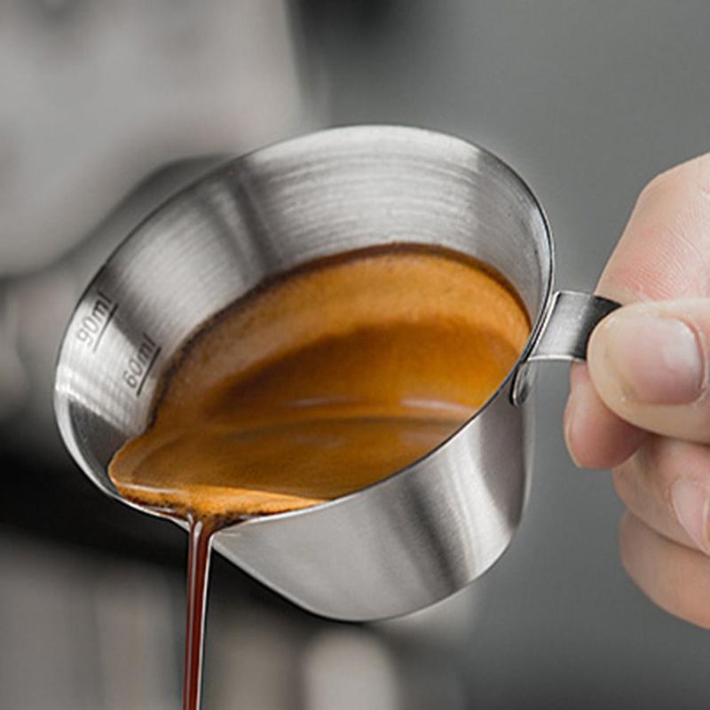 Product Introduction of Espresso Stainless Steel Measuring Cup Spout Scale Frothing Pitcher Cup Ergonomic Handle Ounce Cup Coffee 20
