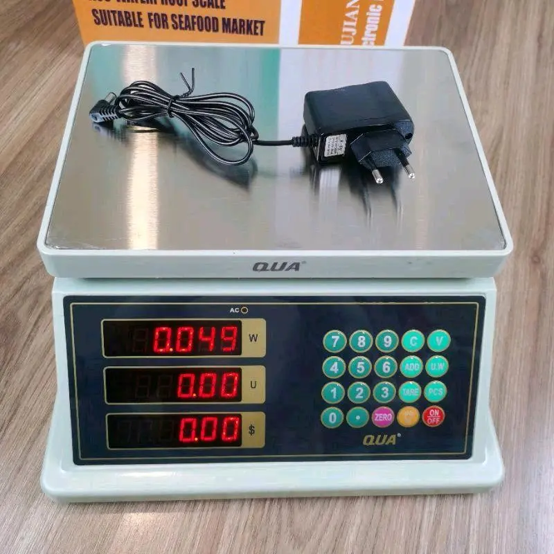 Cân Tính Tiền Điện Tử tính tiền 2 Mặt QUA 839 30kg & 40kg Chống Nước cân hàng hải sản Bảo hàng 12 tháng