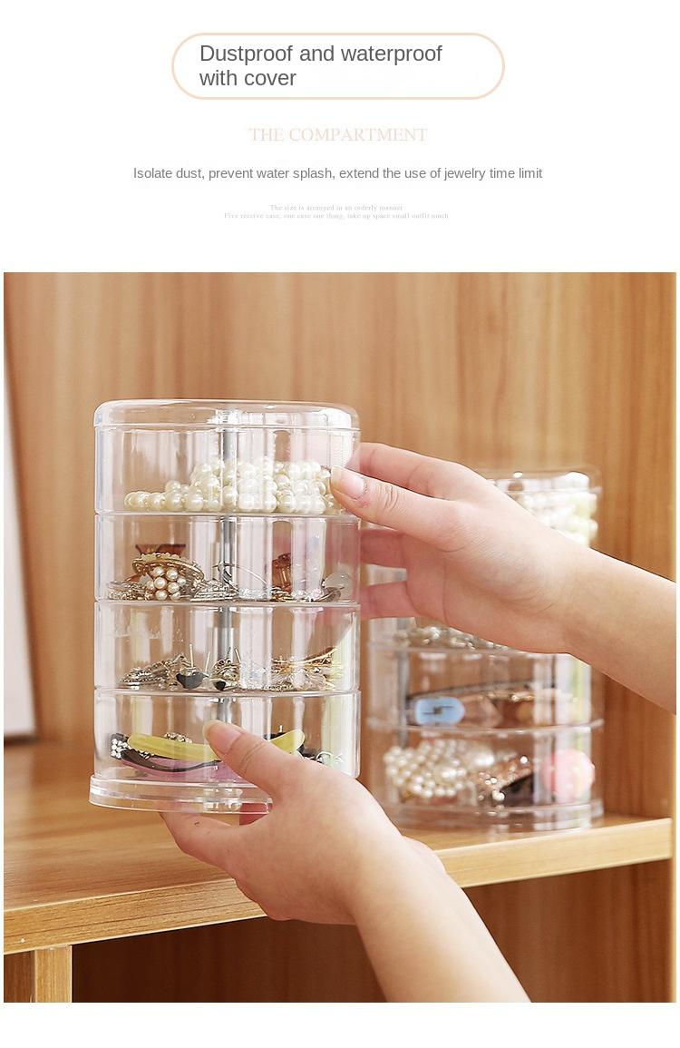 Product Introduction of Jewelry storage box, transparent storage box, handmade hair clip small jewelry jewelry jewelry jewelry box, red table, multi-layer princess ins style 5