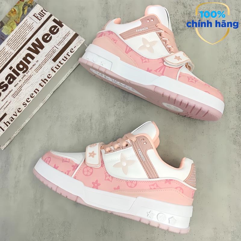 Giày Sneaker Trainer Vui Tươi Hồng Bi QCCC ( Tặng Kèm Tất Khử Mùi Co Giãn 4 Chiều ) FULL BOX Phụ Kiện , Giấy Gói Shoes Nữ Len