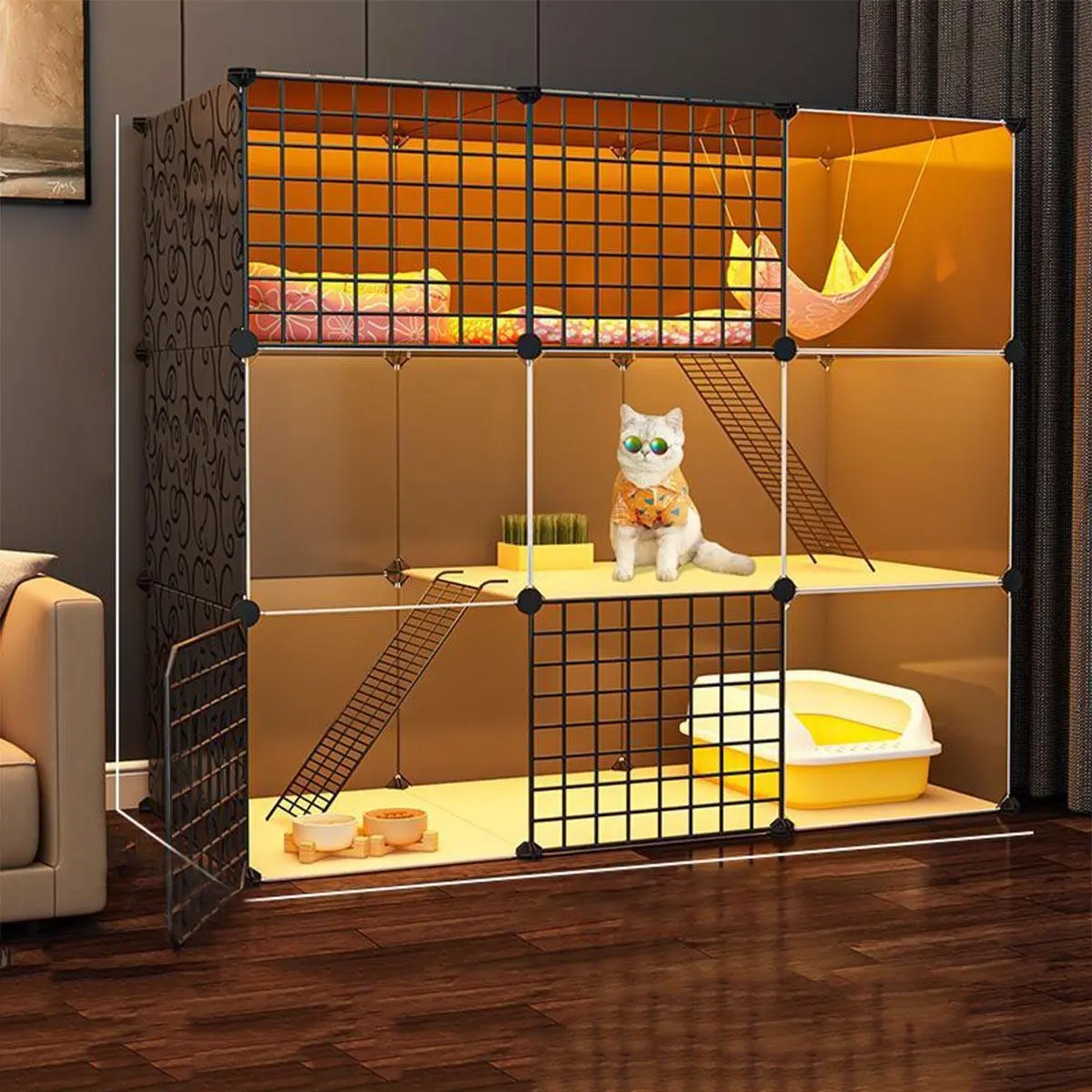 Multi-layer Cat Cage, Large Capacity Cat House, Durable Pet Supplies for Indoor Use, Cat Furniture for Multiple Cats