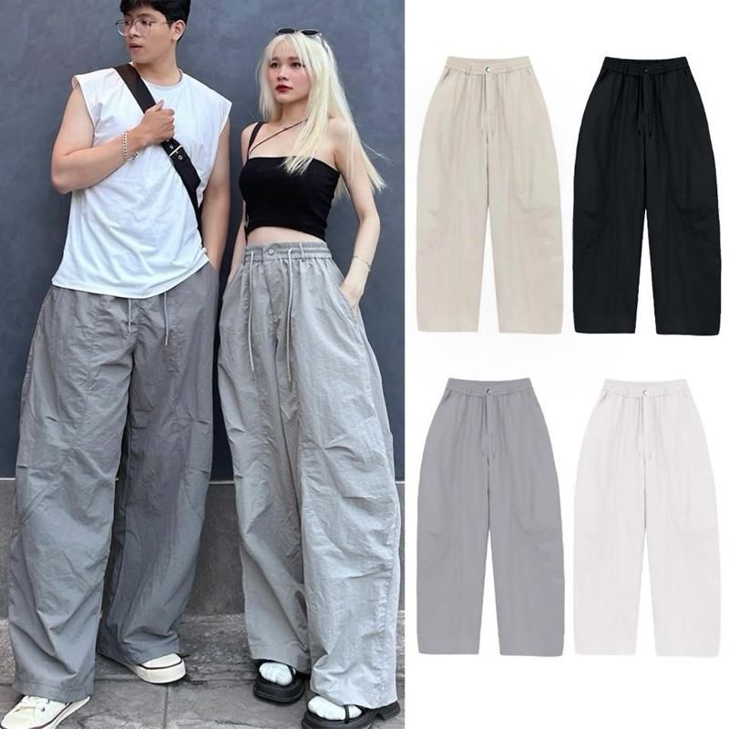 Quần Dài Harem Chất Gió Nhăn NQ30 Parachute Pants Dáng Thụng Ống Rộng Nam Nữ Unisex