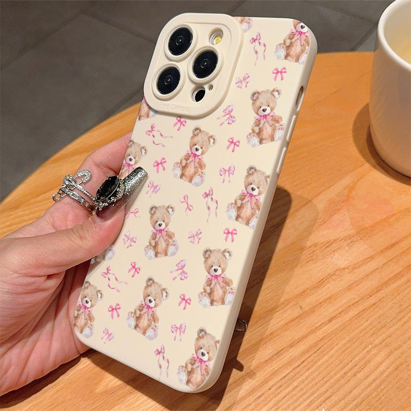 Product Introduction of Cute Bear Pattern Phone Case, Anti-drop Cellphone Protective Case, Total Protective Shockproof Mobile Phone Cover Compatible with iPhone 1