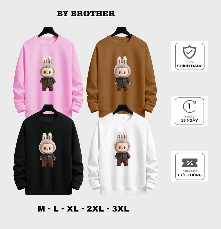  Áo Thun Dài Tay Hình LABUBU Form Dáng Dễ Phối Đồ Co Dãn Thoải Mái Nam Menswear Cổ Tròn Unisex - Hoodie Shirt 