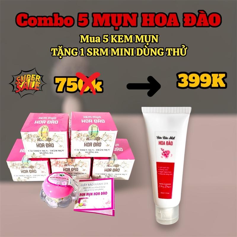 Combo 5 Kem Mụn Hoa Đào Cải Tiến Hỗ Trợ Cải Thiện Mụn - Thâm Skincare Chăm Sóc Da Women 9