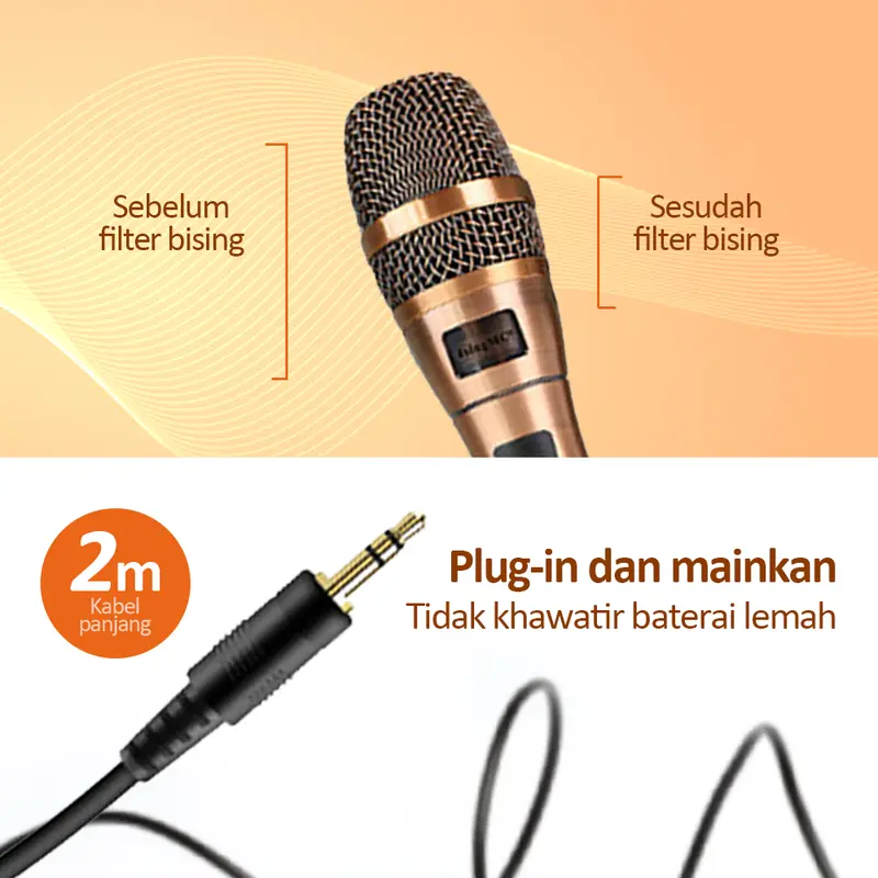 MUSIX - Mikrofon Genggam Perunggu Gandum 3,5 MM Mikrofon Genggam Speaker Langsung Kondensor Komputer Mikrofon Berkabel 3
