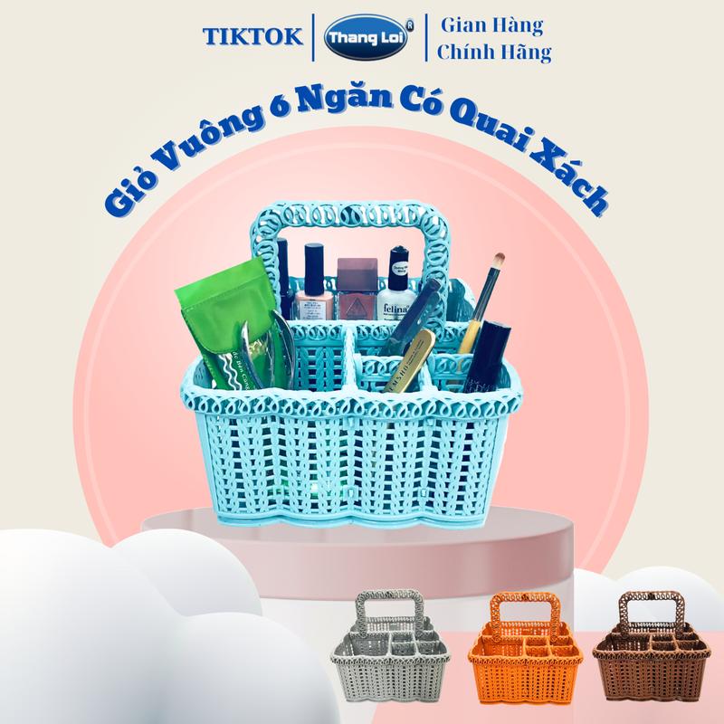 Giỏ đựng nail đựng mỹ phẩm giỏ 6 ngăn có quai xách tiện lợi Nhựa Thắng Lợi Rổ hộptrangđiểm rổ  đựng