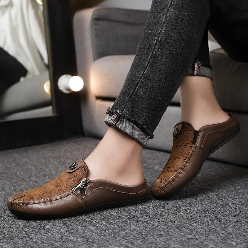 Giày Nửa, Phong Cách Hàn Quốc, Dành Cho Nam, Dép Nửa, Dép Đế Bằng, Giày Lười, Giày Giày Lười, Thời Trang Mới 2023, Giày Thường Ngày Giày Sục, [Giá Rẻ Hơn] Shoes 1
