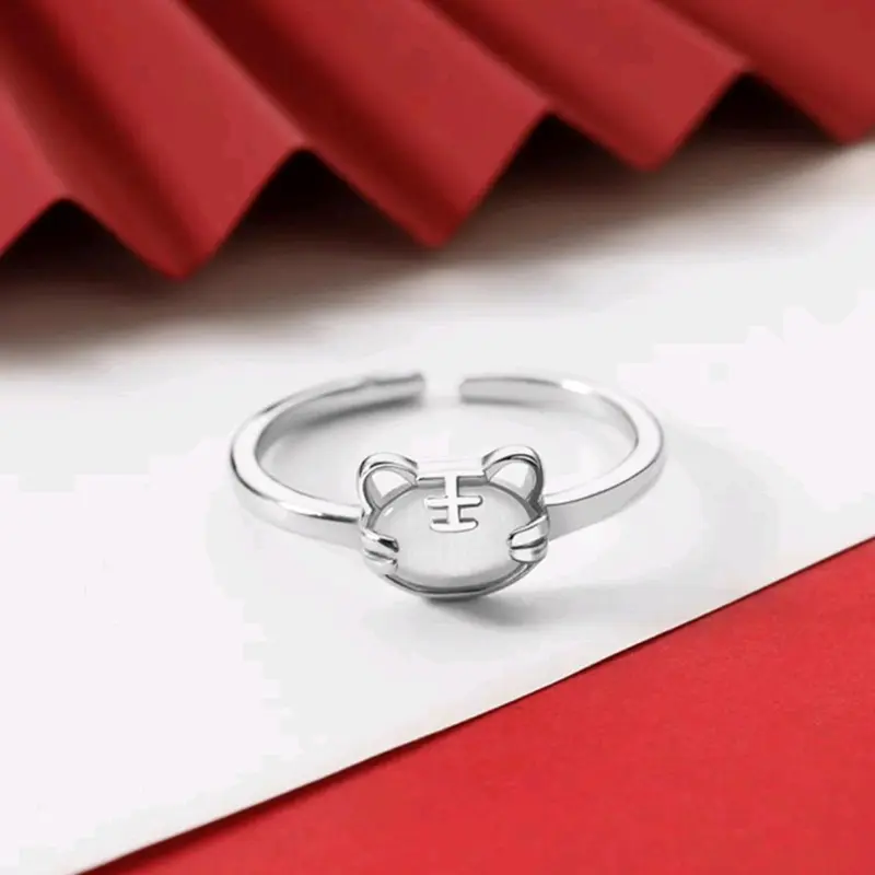 Nhẫn nữ gắn mặt đá xinh xắn thiết kế hở có thể điều chỉnh size 3