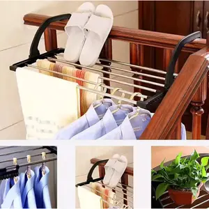 OUNONA Rak Gantungan Jemuran Handuk Baju Drying Rack Stainless Steel - OU114 Pakaian Plastik