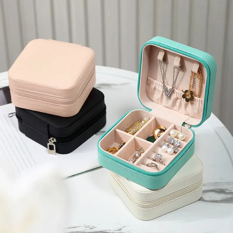 Hộp trang sức Mini du lịch, bọc da cao cấp chống nước, bảo quản phụ kiện, dây chuyền, nhẫn, đồng hồ, vòng tay và các loại trang sức...