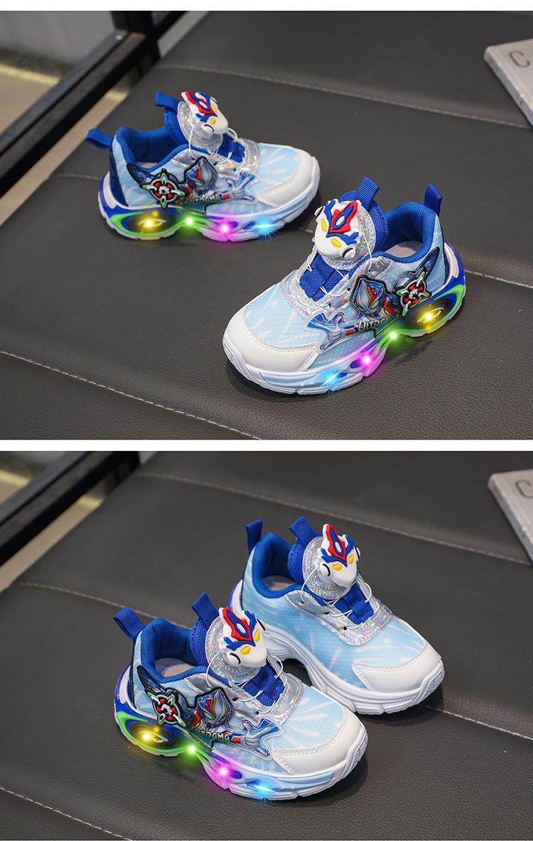 Product Introduction of Boys Cartoon Light Sneaker 2024 Spring and Autumn Mesh Shoes Rotating Button Dad Shoes Children Student Running Shoes 9