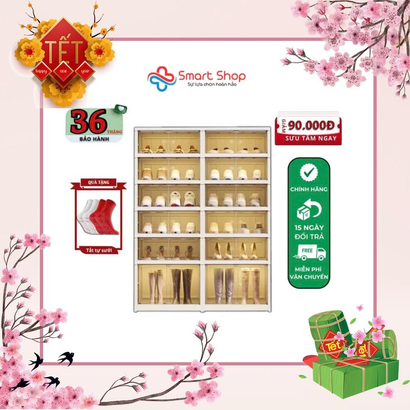 Tủ giày gấp gọn, 24 đôi 9104-5-1G có bánh xe ẩn, Tủ đựng giày thông minh tiện lợi