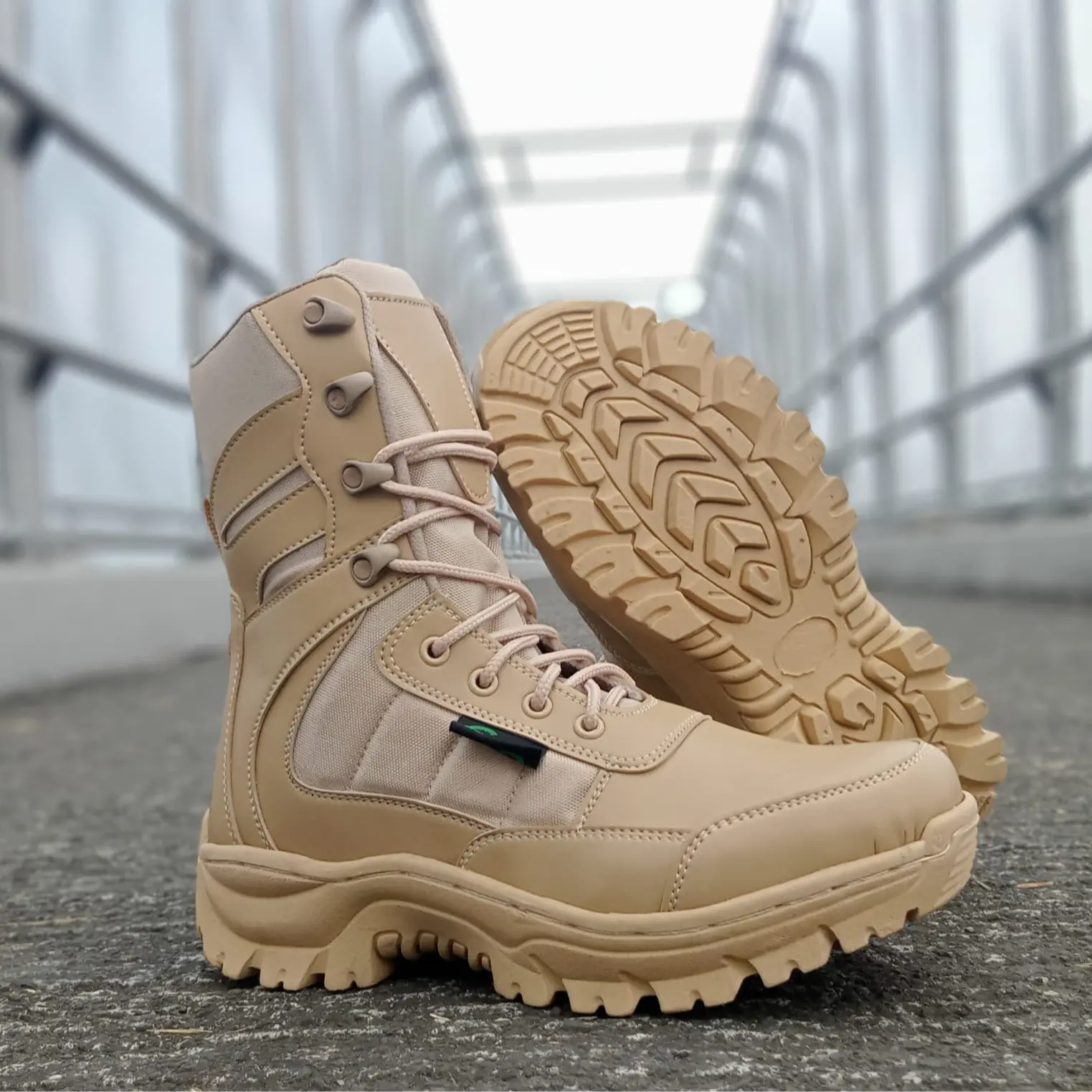 Sepatu Pdl Predator Cream GURUN POLPP Tactical UJUNG BESI