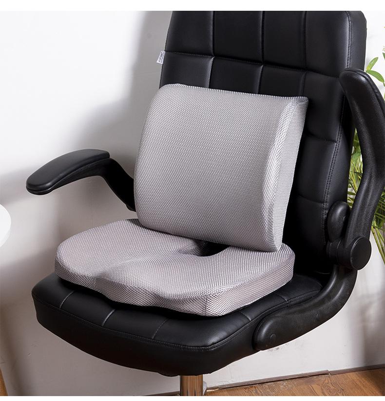 Product Introduction of Memory Foam Seat Cushion Set Backrest Cushion Office Chair Lumbar Support Chair Waist Protector Hip Protector Lumbar Pillow Removable and Washable 24
