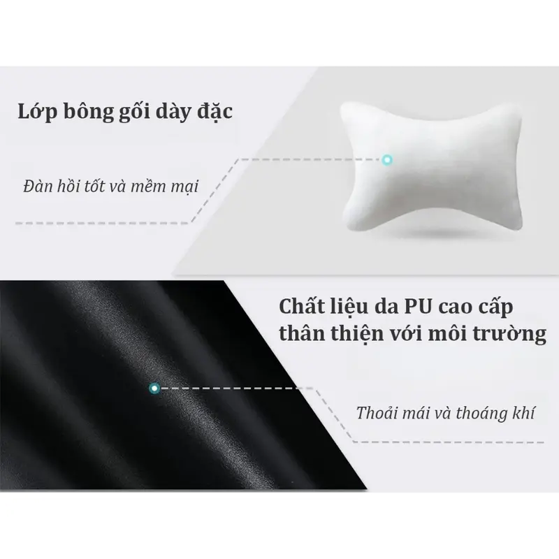 Gối Tựa Đầu Ô Tô Da PU Cao Cấp Thoáng Khí, Chống Đau Mỏi Cổ Vai Gáy - Gối Tựa Đầu Gắn Ghế Ngồi Ô Tô Có Logo Theo Hãng Xe 3