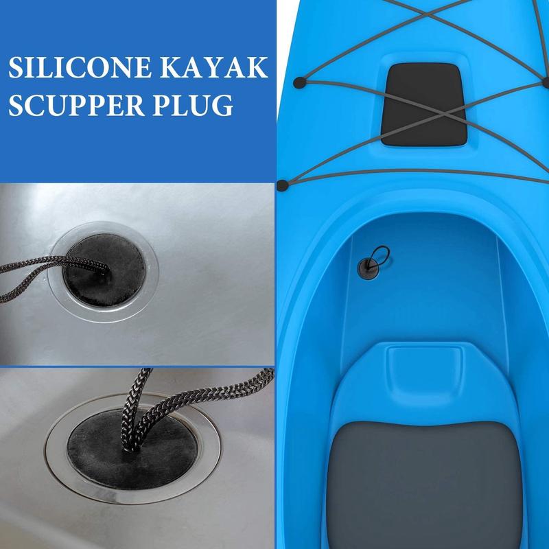 Universal Kayak Scupper Plug Kit Silicone Scupper Plugs Drain Holes Stopper Bung Fit for Kayaks Canoes 12Pcs Black 4