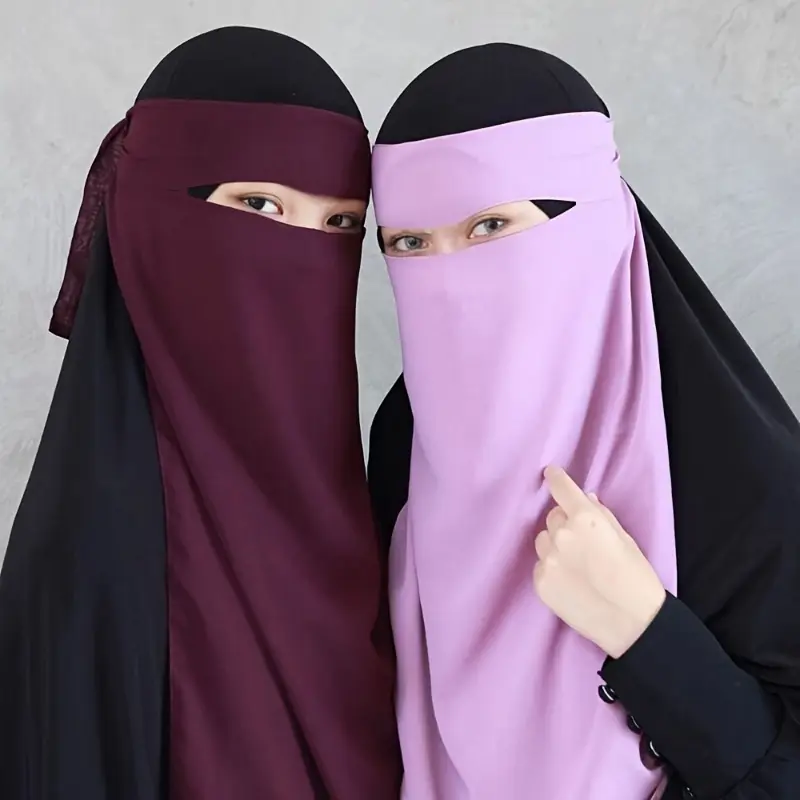 Solid Color Back Tie Hijab Ramadan Head Scarf Casual Breathable Mask Head Wraps Turban Face Covering For Women 0