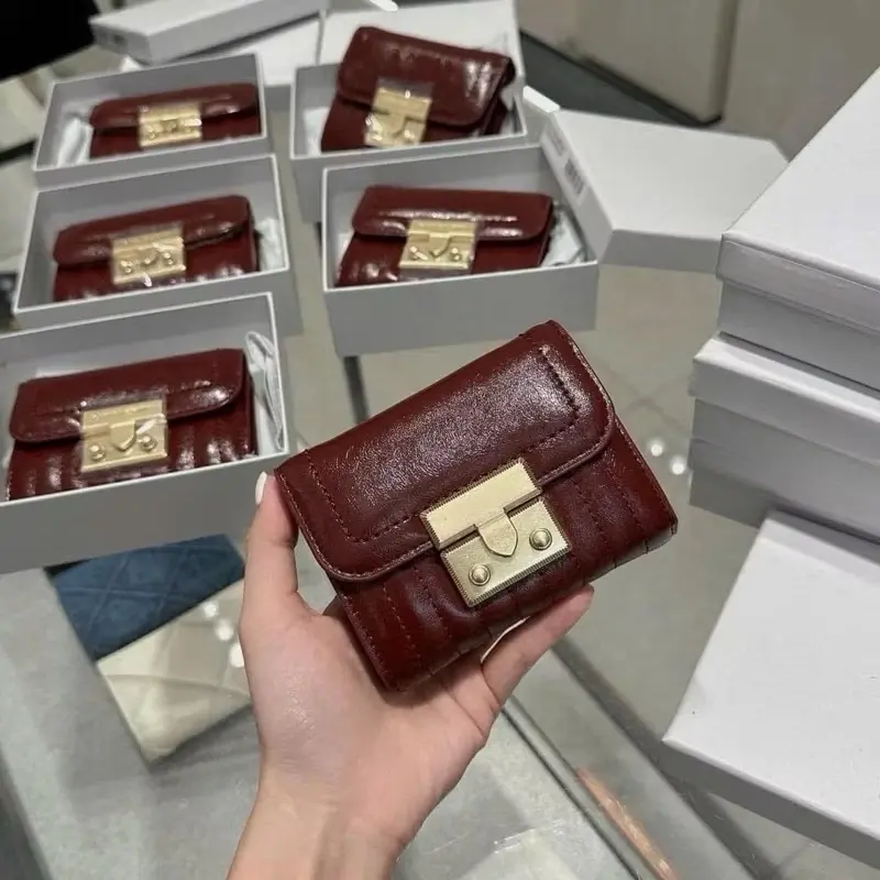 Ví Mini Donna Crinkle khoá gài vàng xước fullbox