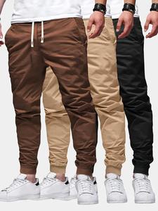 Men's Solid Color Drawstring Waist Pants, Regular Fit Casual Comfy Jogger Pants for Spring & Fall, Men's Trousers for Daily Wear