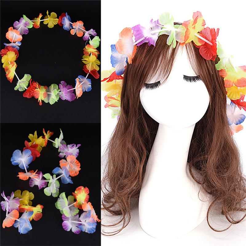 Product Introduction of 4pcs/set Hawaiian Fancy Dress Flower Necklace Garland Headband Party Costume New 18