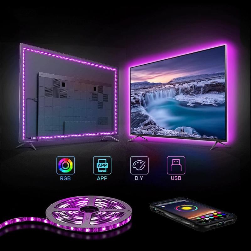 Product Introduction of USB Powered LED Light Strip, 1 Count RGB Color Changing LED Light Strip with 24 Keys Remote Control, Smart APP Control Music Synchronized Color Backlight 15