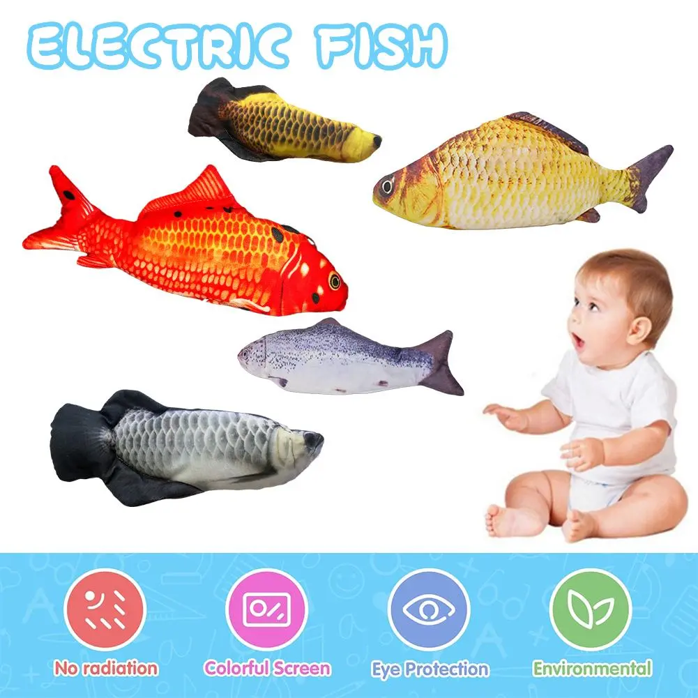 Ikan bergerak USB, mainan kucing, lompat tarian, Rangsangan